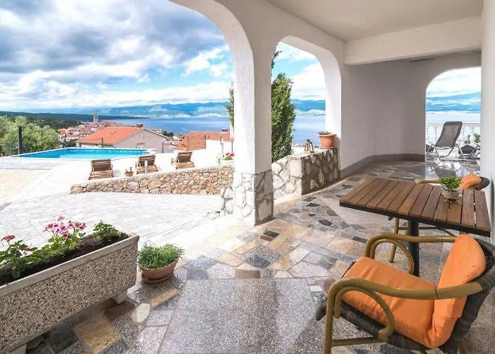 With Private Pool And Beautiful Sea View - By Traveler Tourist Agency Krk - Id 2106 * Vrbnik (Primorje-Gorski Kotar)